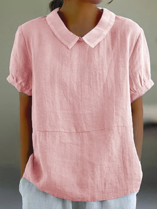 Short-sleeved Cotton Collared Shirt