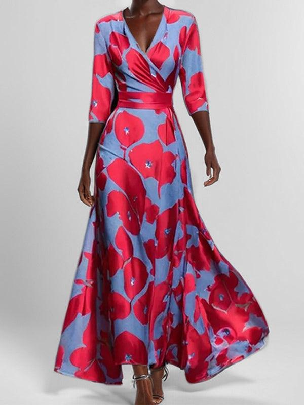 Elegant Mid Sleeve Maxi Dress