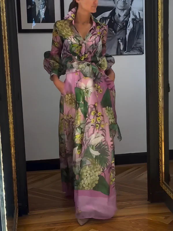 Fashionable and elegant printed long-sleeved shirt