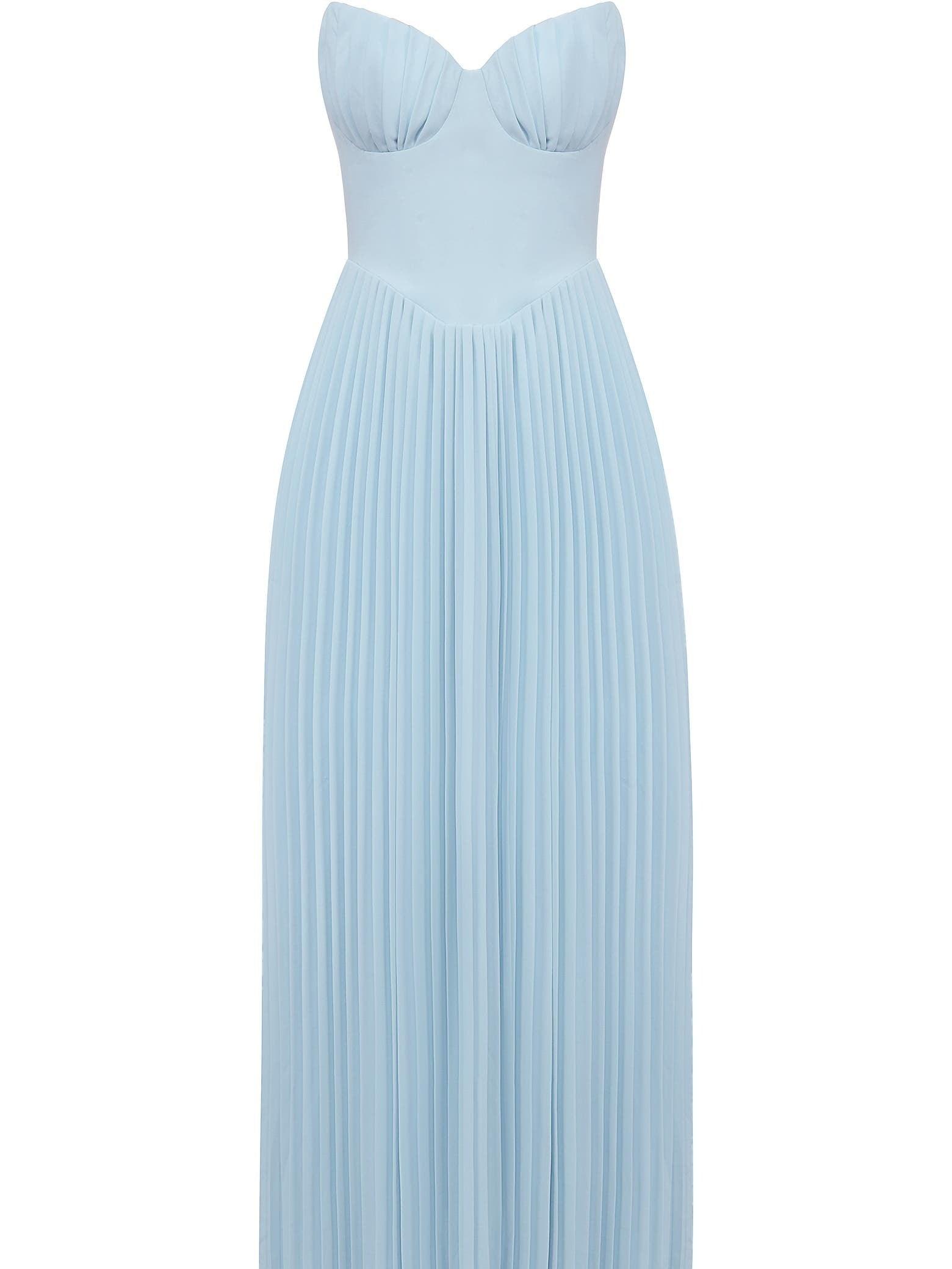 Tube Top With Pleats Maxi Dress