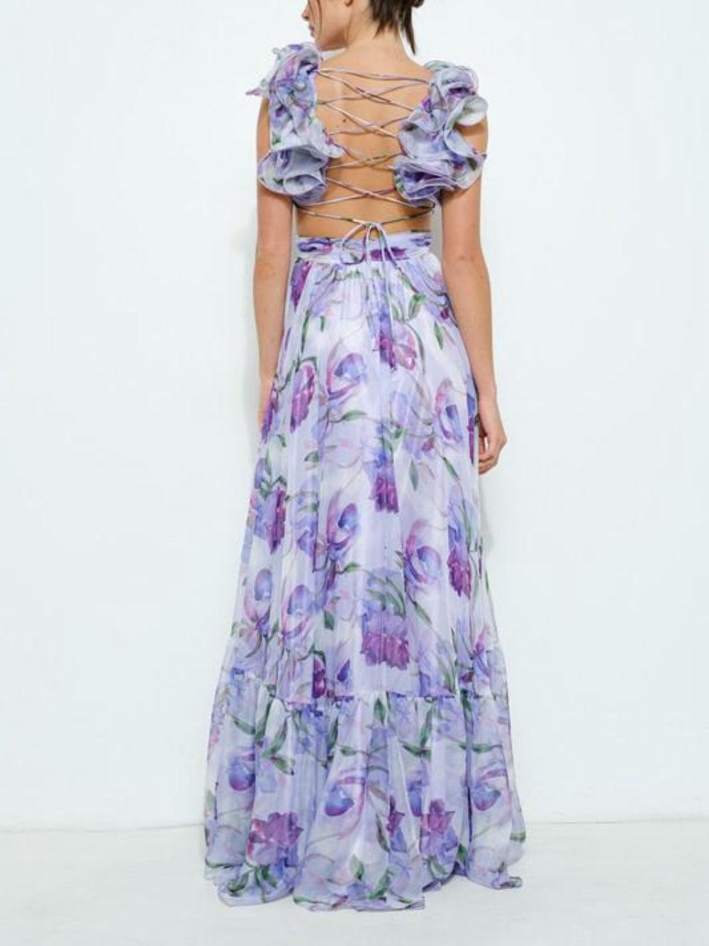 Backless printed maxi dress