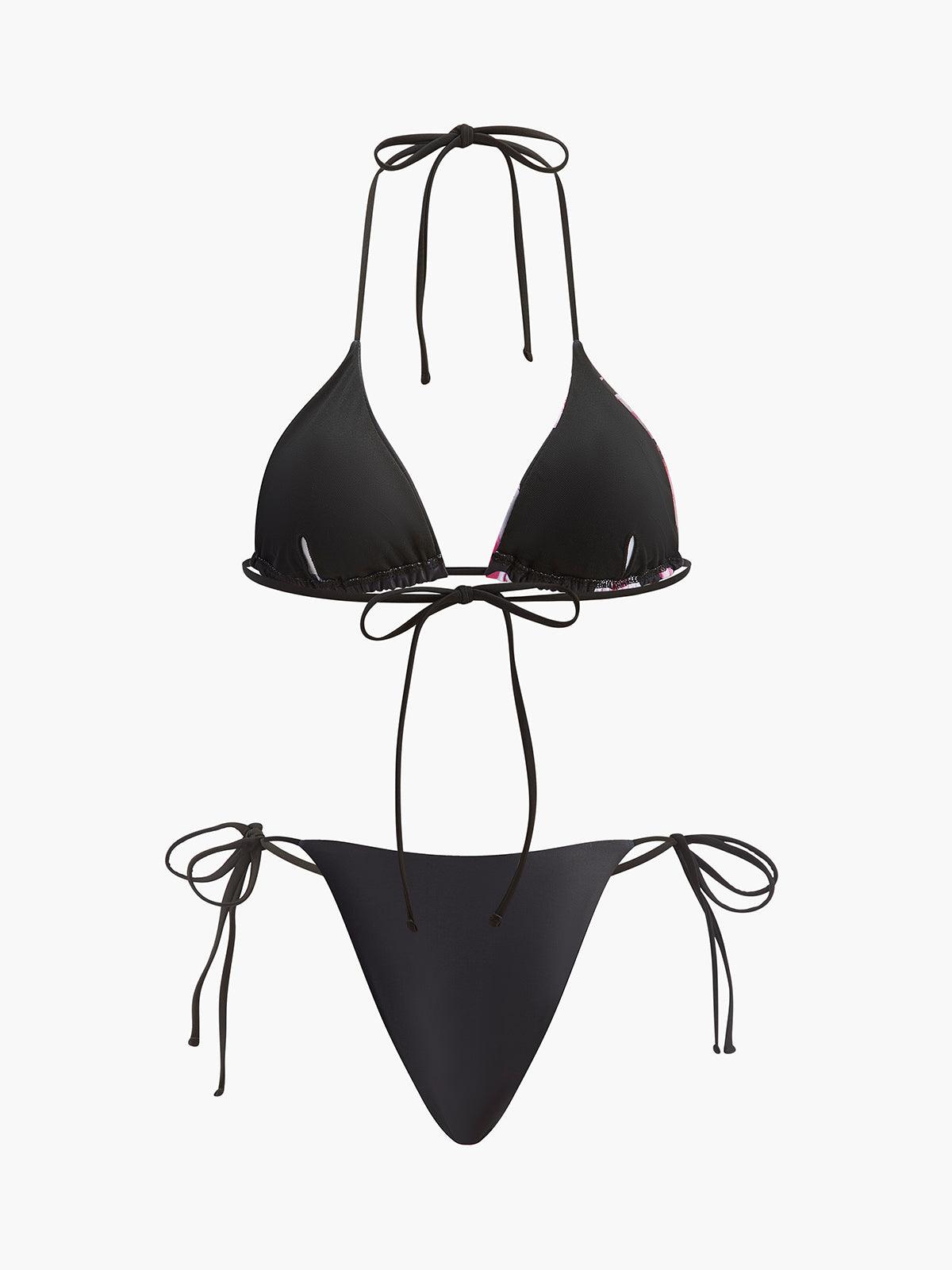 Floral Print Bikini With Mesh Skirt